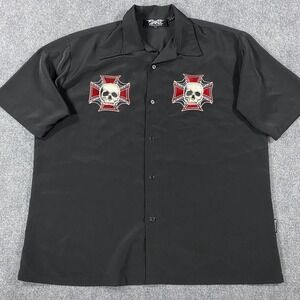 Dragonfly Clothing Shirt Mens XL Black Skull Cross Chipper Motorcycle Y2K